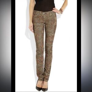 Isabel Marant Etoile Itzel Multicolor Geometric Skinny Corduroy Pants S
